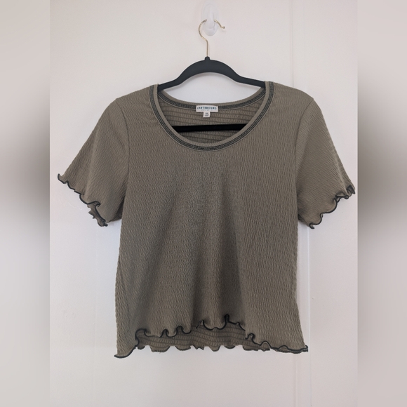 Earthbound Olive Green Ruffle Hem Top - Picture 1 of 9